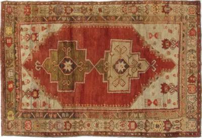 Turkish Oushak Hand-Knotted 4'5" X 6'4 - Red