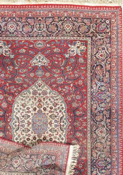 Lightly Distressed Tabriz Rug 6'1 X 8'11 - Red - Red