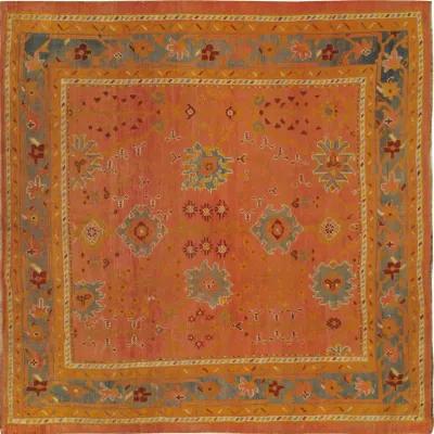 Square Turkish Oushak Rug - 6'6 X 6'8 - Orange - Orange