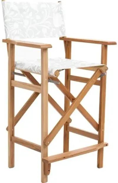 Flora Director Outdoor Barstool - Sage/White - Green