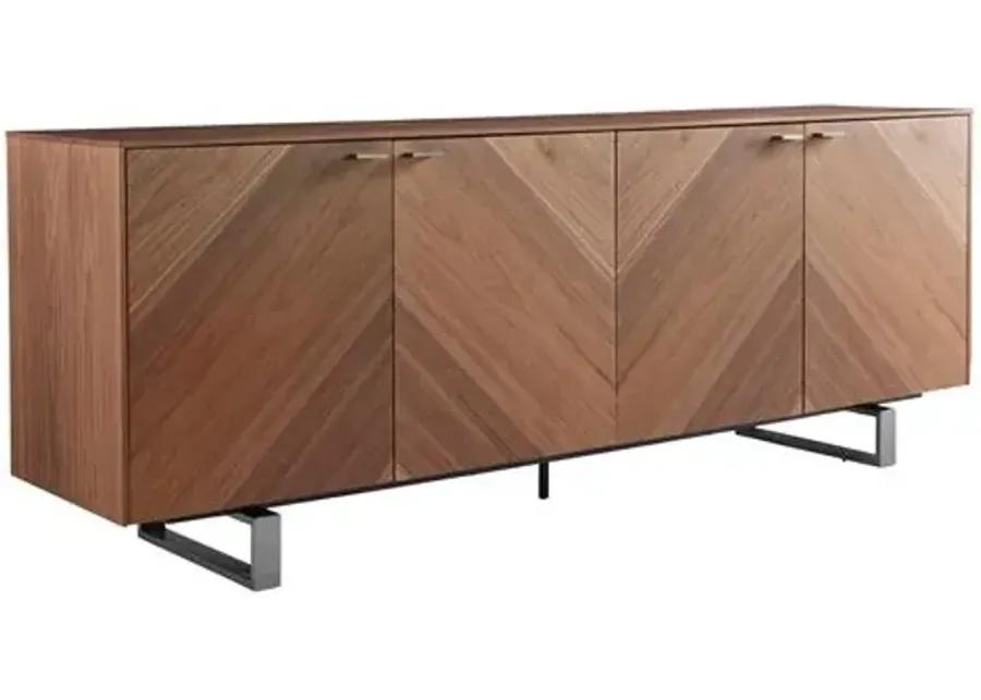 Brett 79" Sideboard - Walnut/Steel - Brown