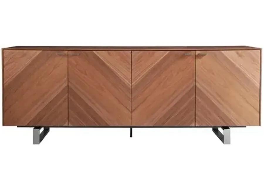 Brett 79" Sideboard - Walnut/Steel - Brown