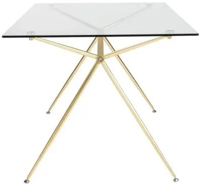 Flynn 60" Dining Table/Desk - Brushed Gold/Clear