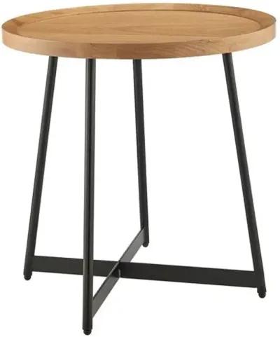 Rey 22" Round Side Table - Oak - Brown