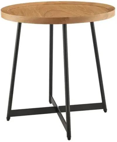 Rey 22" Round Side Table - Oak - Brown