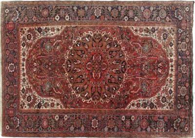 8'2x12' Persian Heriz Rug - Red - Red