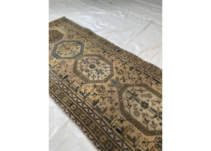 3" x 10" Vintage Persian Rug - F.J. Kashanian - Beige - Beige