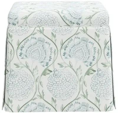 Anne Skirted Ottoman - Ranjit Floral - Green