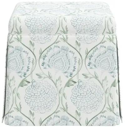 Anne Skirted Ottoman - Ranjit Floral - Green