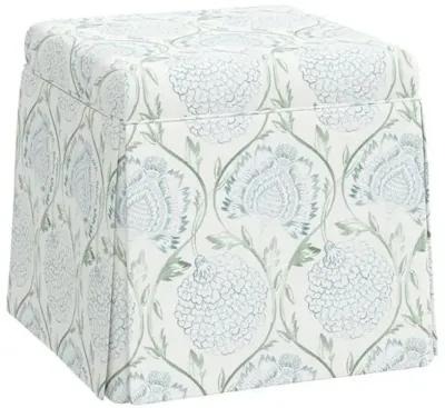 Anne Skirted Ottoman - Ranjit Floral - Green