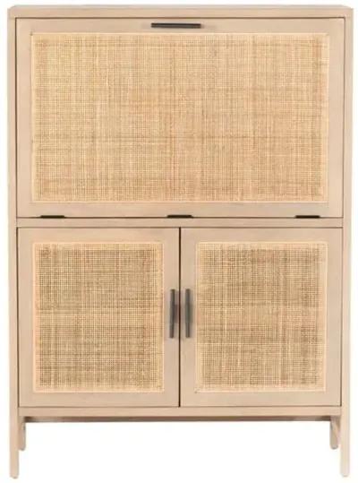 Aimee Cane Bar Cabinet - Beige