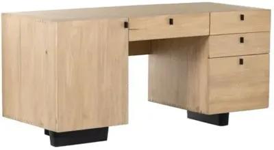 Charles Executive Desk - Washed Poplar - Beige