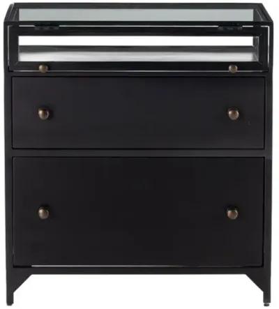 Aubrie Iron Shadow Box Nightstand - Black