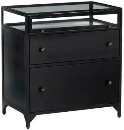 Aubrie Iron Shadow Box Nightstand - Black