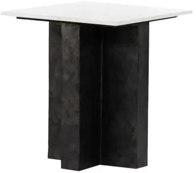 Sebbie Marble End Table - Black/White