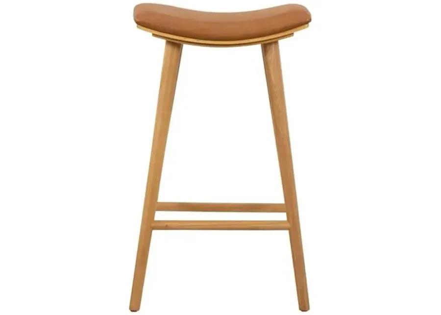 Hue Leather Barstool - Natural/Butterscotch - Brown