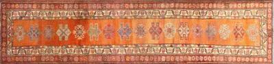 1960s Turkish Oushak Runner - 3' x 12'9" - Nalbandian - Orange