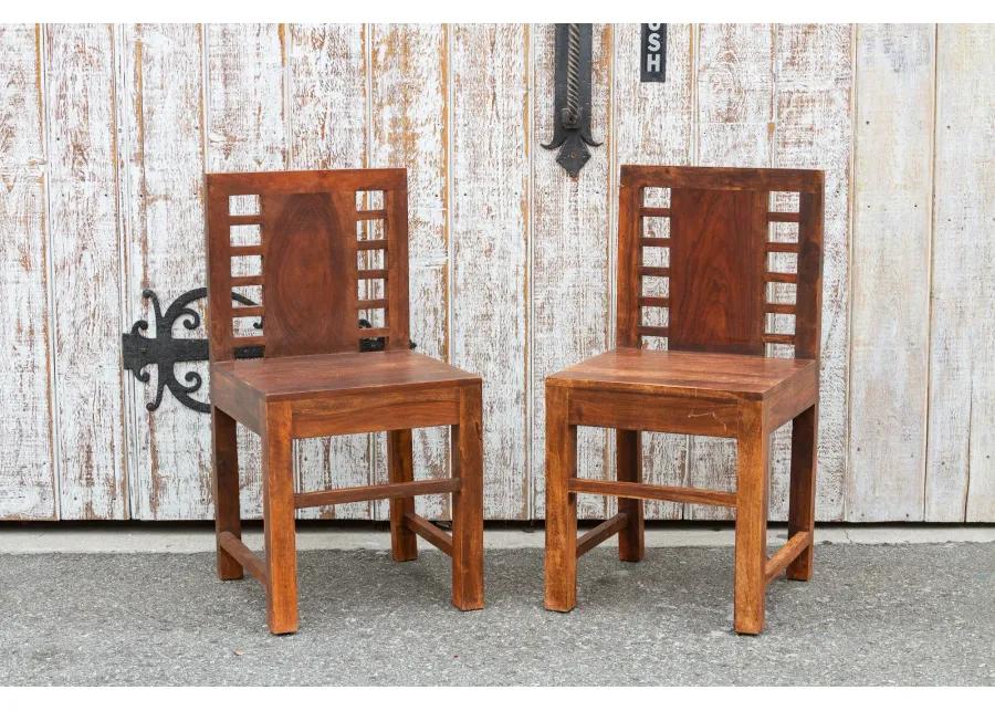 Indian Rustic Colonial Chairs - set of 2 - de-cor - Brown