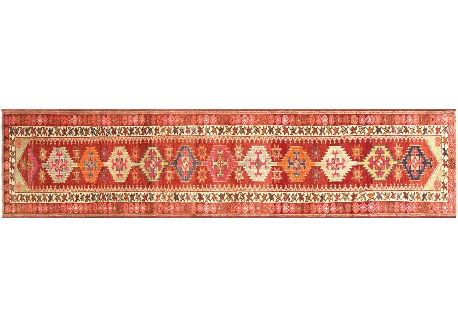 1960s Turkish Oushak Runner - 2'10"x12'2" - Nalbandian - Red