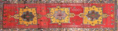 1960s Turkish Oushak Runner - 3'2" x11'9" - Nalbandian - Red