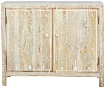 Tree of Life Inlaid Bleached Cabinet - de-cor - Ivory