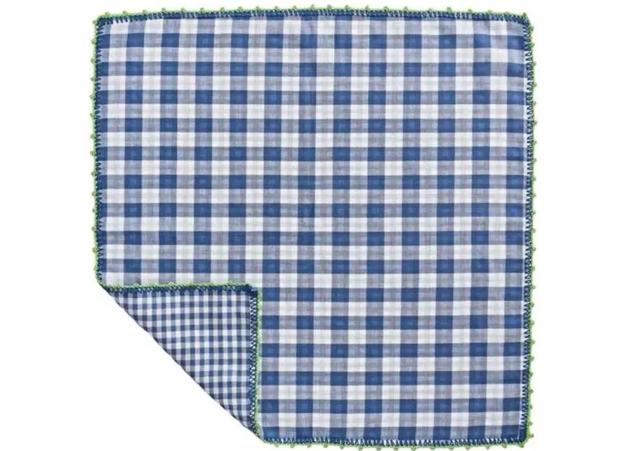 Set of 4 Check Napkins - White/Blue - Kim Seybert