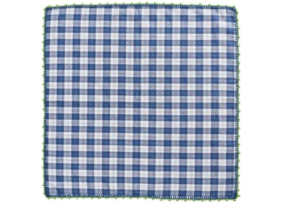 Set of 4 Check Napkins - White/Blue - Kim Seybert