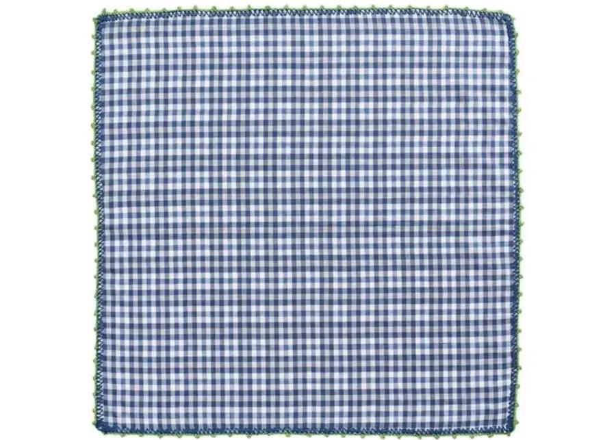 Set of 4 Check Napkins - White/Blue - Kim Seybert