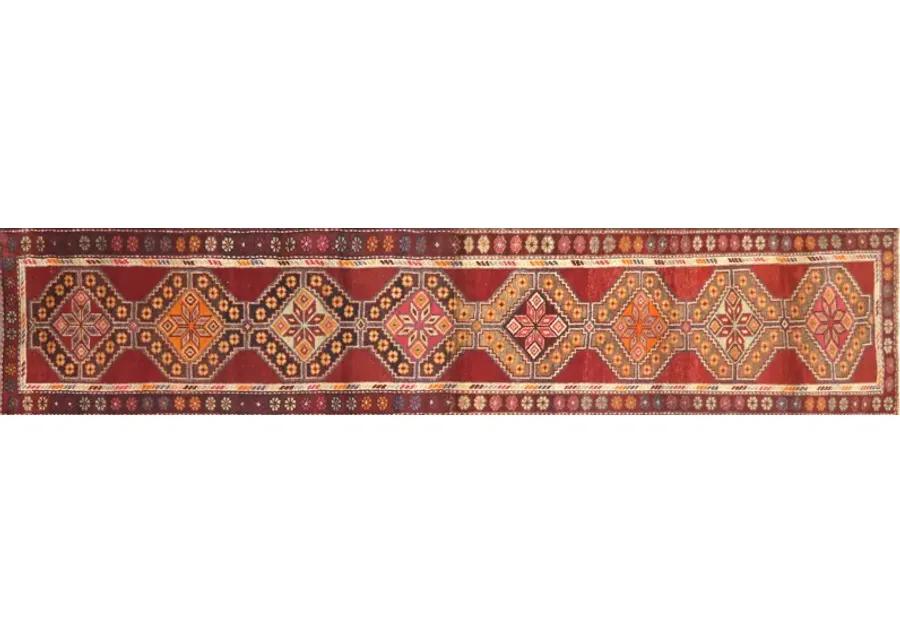 1960s Turkish Oushak Runner - 2'7" x12'9" - Nalbandian - Red