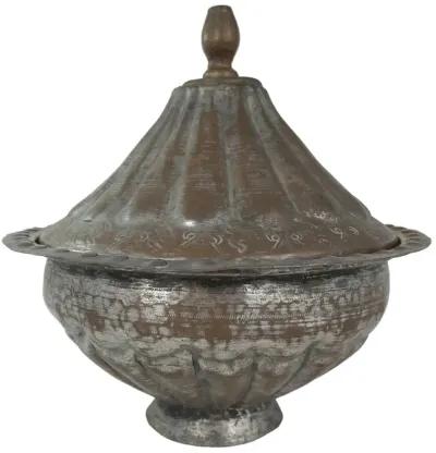 Antique Copper Pedestal Bowl - G3Q Designs - Brown