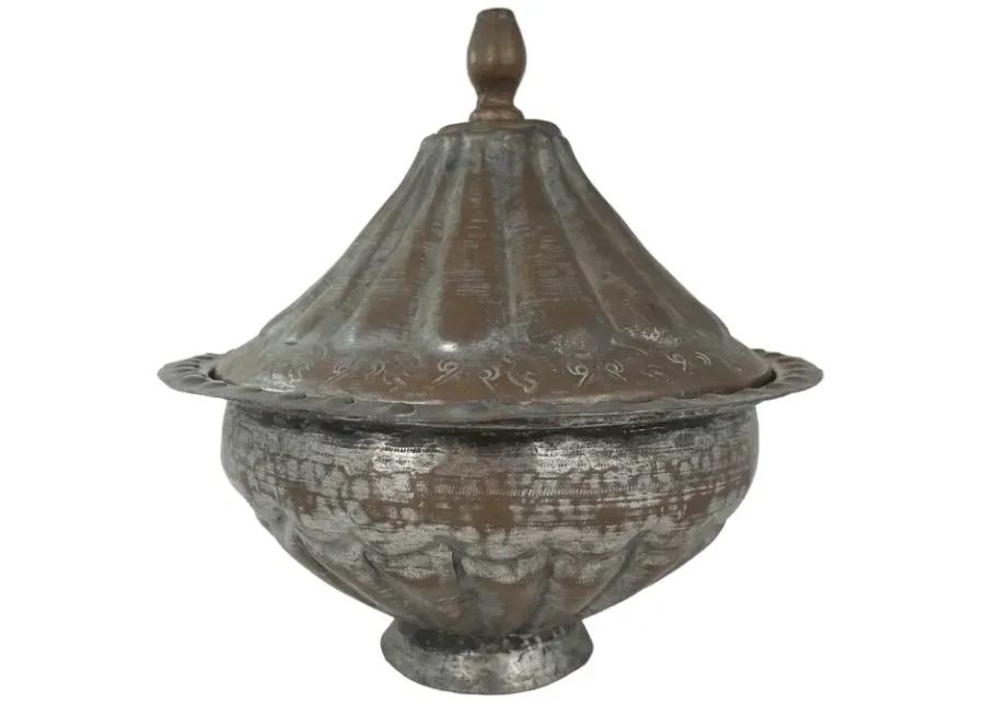 Antique Copper Pedestal Bowl - G3Q Designs - Brown