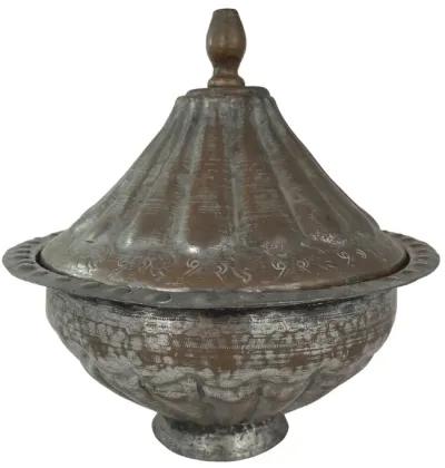 Antique Copper Pedestal Bowl - G3Q Designs - Brown