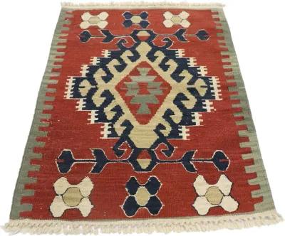 Persian Shiraz Kilim Rug - 2'00" x 2'10" - Esmaili Rugs & Antiques - Red - Red