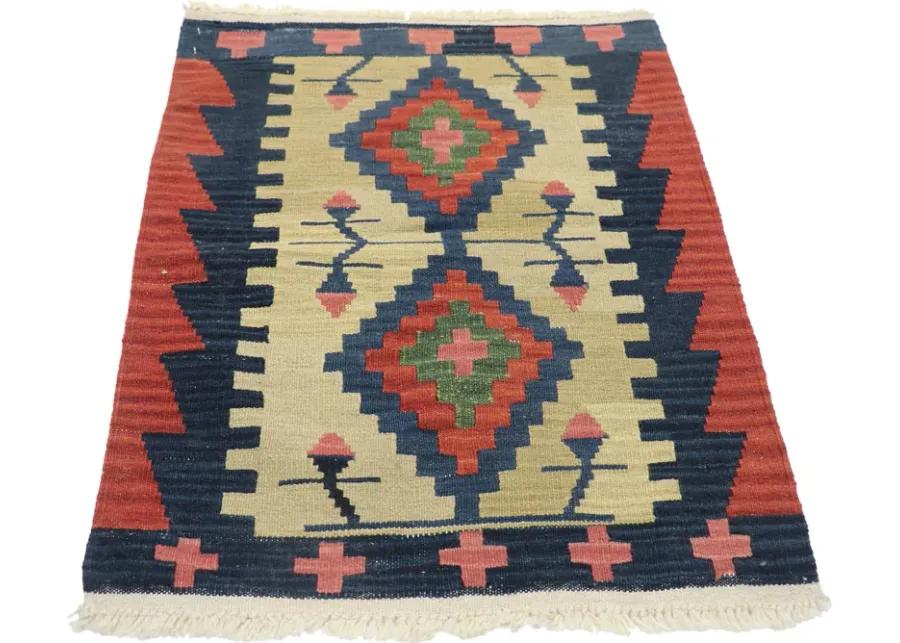 Persian Shiraz Kilim Rug - 2'01" x 2'10" - Esmaili Rugs & Antiques - Blue - Blue