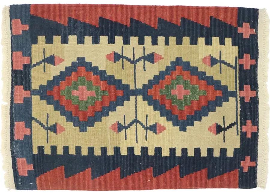 Persian Shiraz Kilim Rug - 2'01" x 2'10" - Esmaili Rugs & Antiques - Blue - Blue