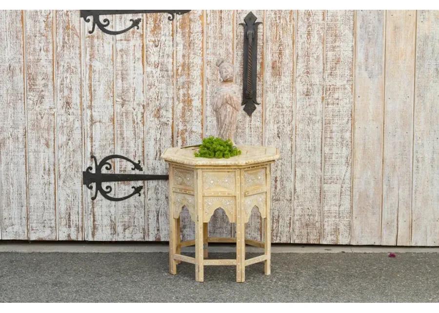 Moorish Marquetry Inlay Side Table - de-cor - Ivory