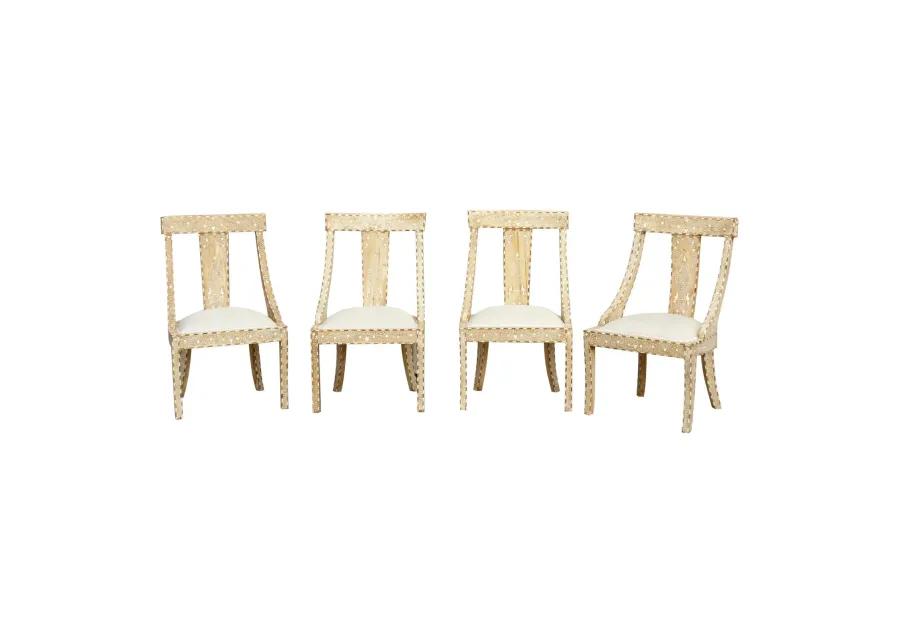 Set of Four - Dutch Colonial Inlay Chairs - de-cor - Brown