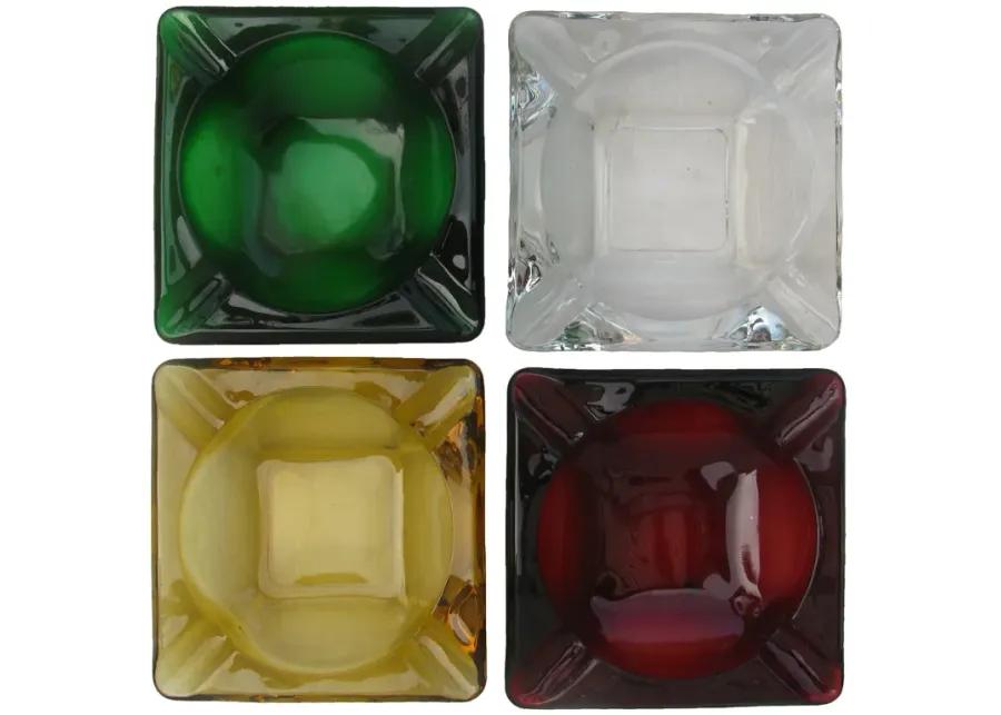 Mid-Century Art Glass Ashtrays - Set of 4 - Chez Vous - Green