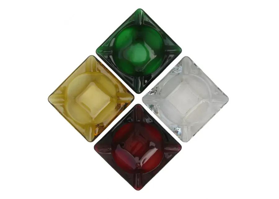 Mid-Century Art Glass Ashtrays - Set of 4 - Chez Vous - Green