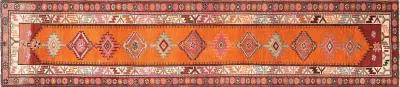 2'10"x13'7"1960s Turkish Oushak Runner - Nalbandian - Orange