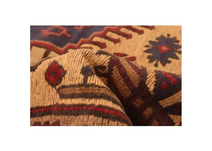 6'8"x9'5" Tajik Handmade Rug - Tan - ECARPETGALLERY - Red - Red