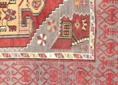 1960s Turkish Oushak Rug - 4'7" x 8'11" - Nalbandian - Red - Red