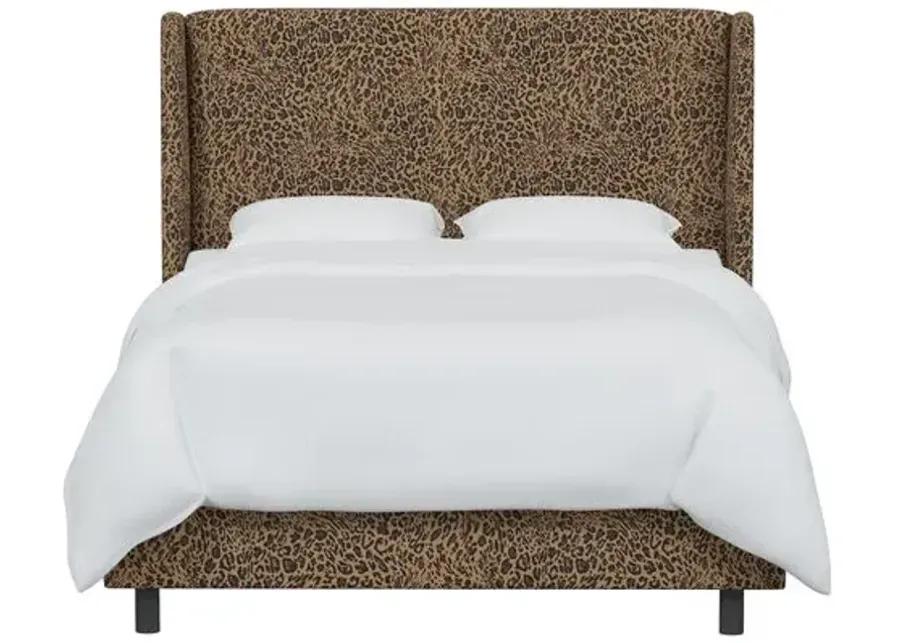 Kelly Pounce Wingback Bed - Brown, Comfortable, Durable