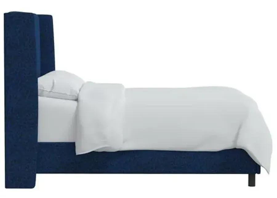 Kelly Pounce Wingback Bed - Blue, Comfortable, Durable