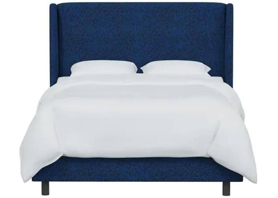 Kelly Pounce Wingback Bed - Blue, Comfortable, Durable