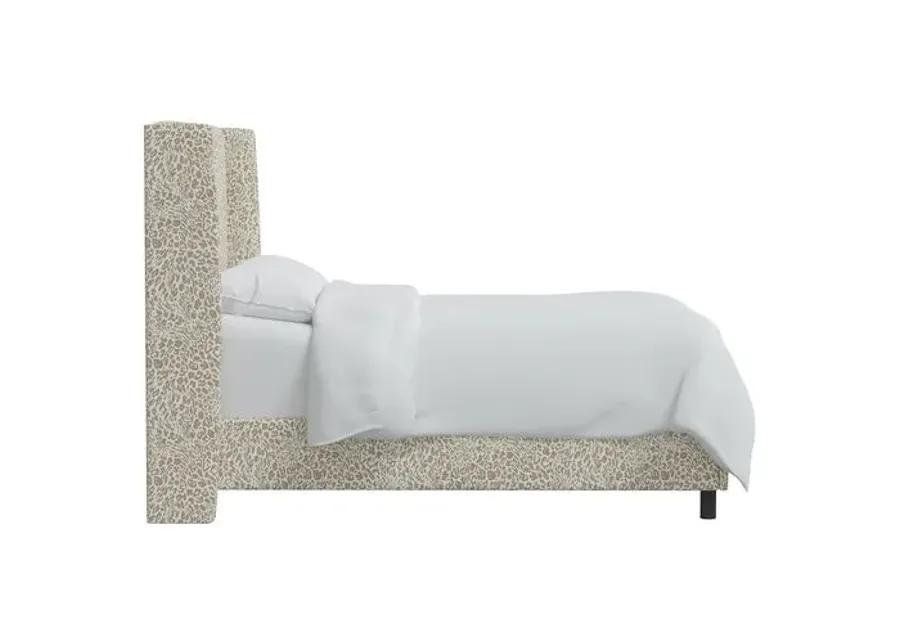 Kelly Pounce Wingback Bed - Beige, Comfortable, Durable