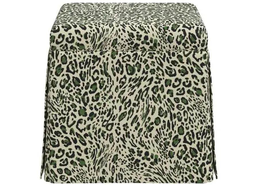 Anne Pounce Skirted Ottoman - Green