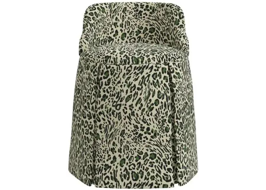 Addie Pounce Vanity Stool - Green - Versatile, Comfortable, Functional - Made in The USA