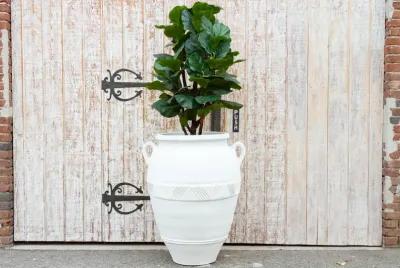 Large Greek Terra-Cotta Garden Planter - de-cor - White - 32" l x 29" w x 39" h