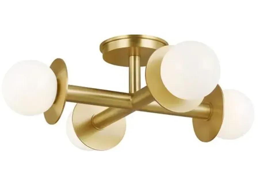 Visual Comfort - Nodes Semi Flush Mount - Burnished Brass - Gold